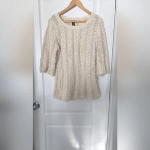 Lauren Michelle Cream Soft Textured Sweater Size L
